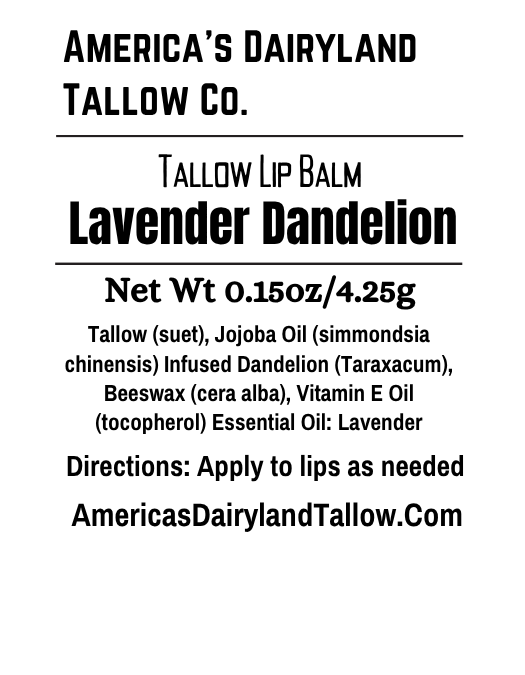 Lavender & Infused Dandelion Tallow Lip Balm