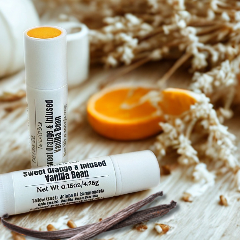 Sweet Orange & Infused Vanilla Bean Tallow Lip Balm