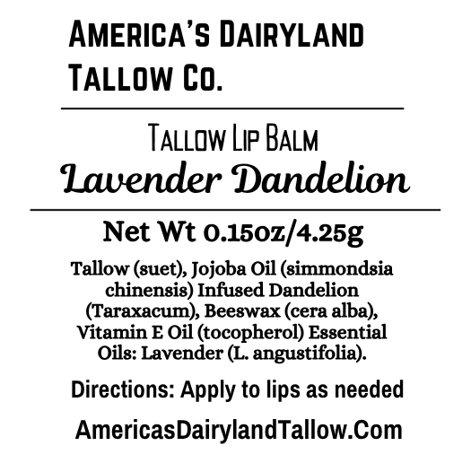 Lavender & Infused Dandelion Tallow Lip Balm