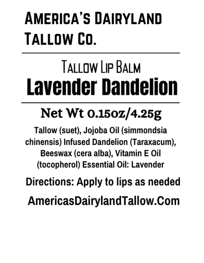 Lavender & Infused Dandelion Tallow Lip Balm