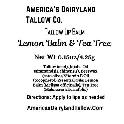 Lemon Balm & Tea Tree Tallow Lip Balm